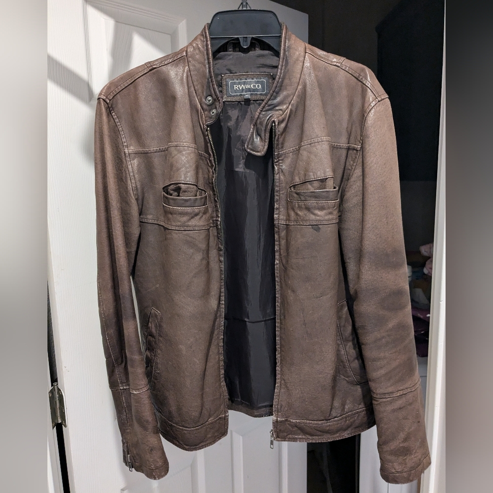 Men's RW&Co Brown Genuine Leather Jacket